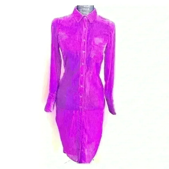 NWT ANTHROPOLOGIE LONG PURPLE VELVET LONG BLOUSE TUNIQUE SIZE  XS - Picture 1 of 10